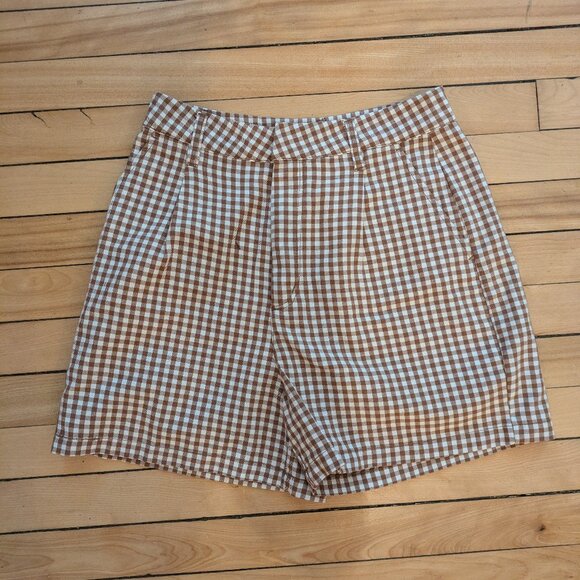 Brixton Victory Shorts - Brown Gingham - Size 25 - Picture 4 of 7